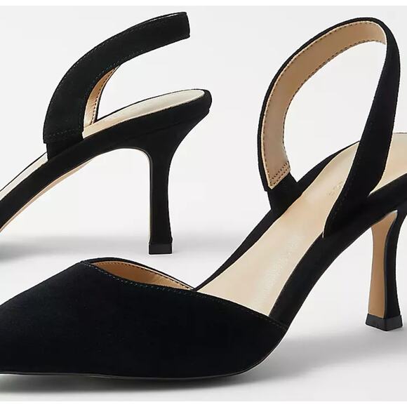 Ann Taylor NWOBN Kerry Suede Slingback Pumps Black 6 - Picture 3 of 6